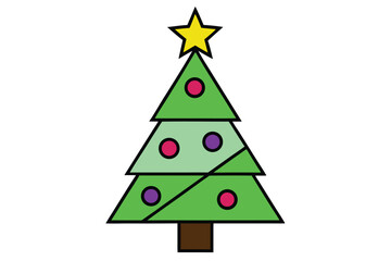 Fototapeta premium Christmas tree vector illustration with decorations and winter holiday theme.