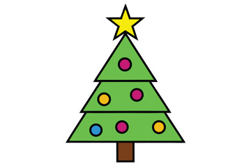 Fototapeta premium Christmas tree vector illustration with decorations and winter holiday theme.