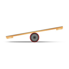 Balance board with cylindrical roller front view isolated on white background, wooden fitness training equipment for stability exercises, physical therapy, balance improvement and home workout.