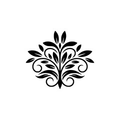 Elegant Floral Design in Black and White, Vector Graphic, Ornament