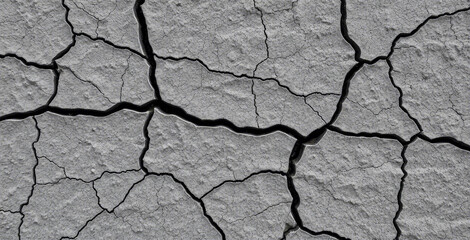 Black white rock texture. Cracked layered mountain surface. Close-up. Gray grungy stone background with space for design.
