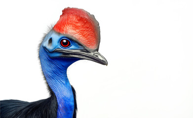 Obraz premium cassowary close up portrait on white background