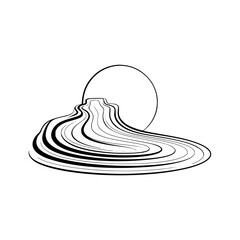 Abstract Flowing Lines with Sun - Minimalist Design Illustration