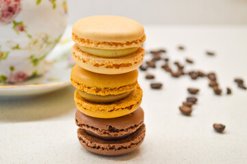 Elegant Coffee Break – Macaron Tower and Vintage Teacup