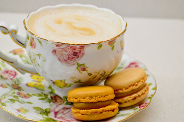 Elegant Coffee Moment with Macarons