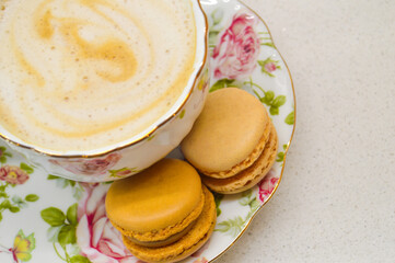 Elegant Coffee Moment with Macarons