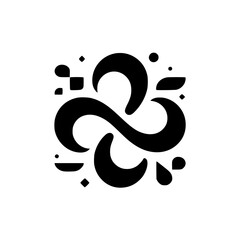 Obraz premium Abstract Black Floral Graphic on White Background