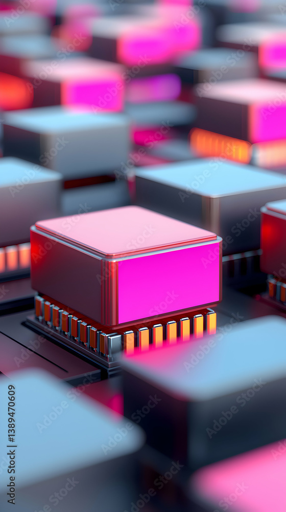 Poster pink and grey microchip circuit board abstract technology background