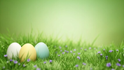 Easter Holiday Background with Eggs and Flowers