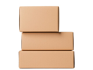 Obraz premium Creative cardboard box stacking action studio setting cutout background modern aesthetic