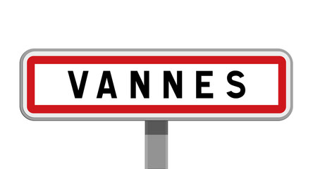 Panneau sur poteau de Vannes, Morbihan, Bretagne