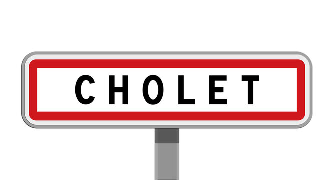 Panneau sur poteau de Cholet, Maine-et-Loire, Pays de la Loire