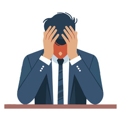 vector of a businessman stressed at work