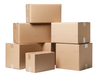 Creative action with cardboard boxes cutout background home office setup contemporary environment unique viewpoint