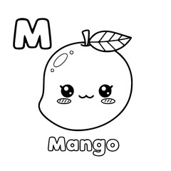 Drawing Mango illustration with Letter for coloring book kids