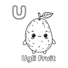 Drawing Ugly fruit illustration with Letter for coloring book kids