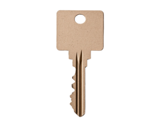 Creative key design in cardboard box with cutout background studio setting product photography