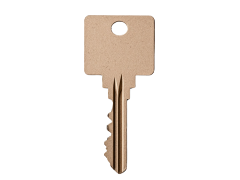 Creative key design in cardboard box with cutout background studio setting product photography