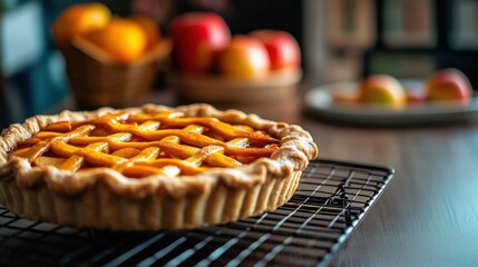Delicious Homemade Fruit Tart on Cooling Rack