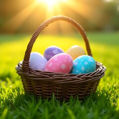 easter eggs in a basket