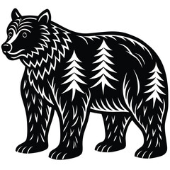 Wild bear vector illustration, a silhouette of a big mammal