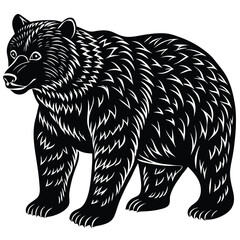 Wild bear vector illustration, a silhouette of a big mammal
