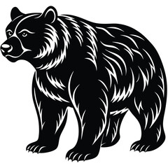 Wild bear vector illustration, a silhouette of a big mammal