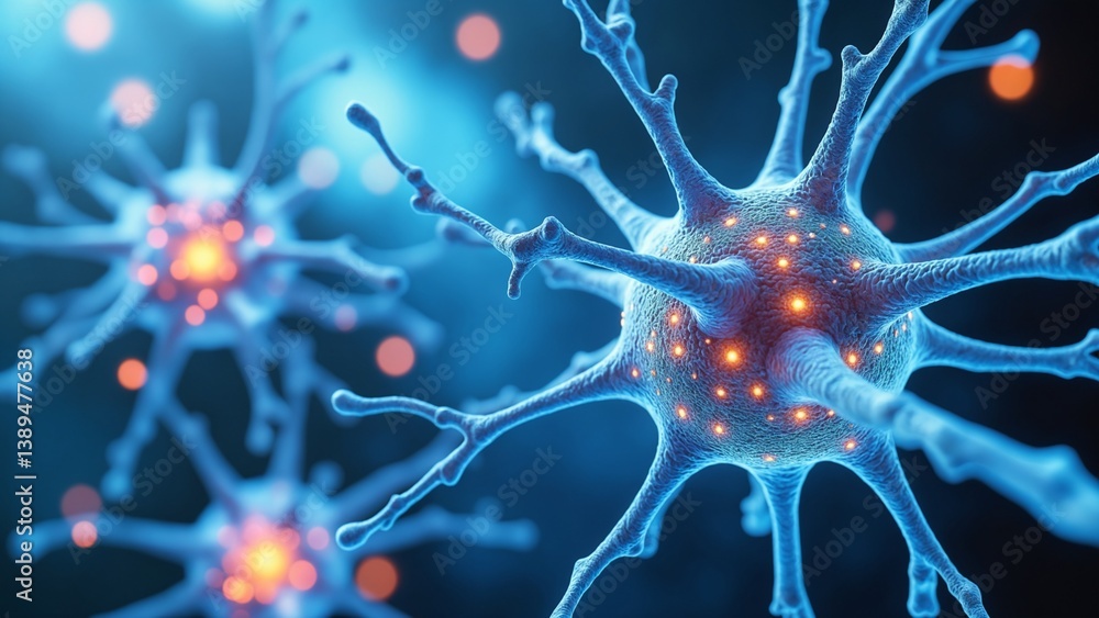 Poster Background from nerve cells or neural networks with cell activity between each other