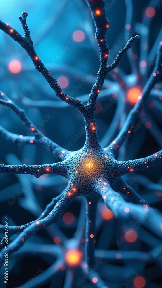 Poster Background from nerve cells or neural networks with cell activity between each other