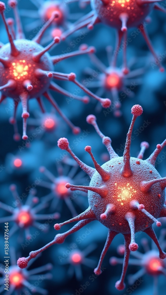Poster Background from nerve cells or neural networks with cell activity between each other
