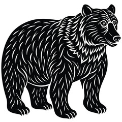 Wild bear vector illustration, a silhouette of a big mammal