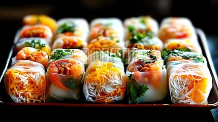 Delicious Fresh Spring Rolls with Shrimp and Noodles