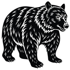Wild bear vector illustration, a silhouette of a big mammal