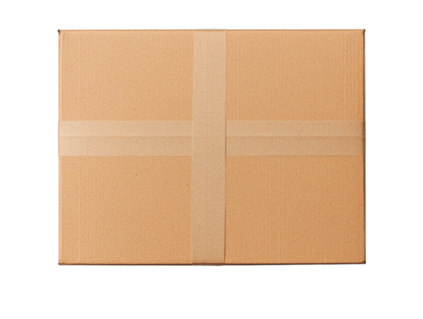 Unboxing excitement cardboard box reveal with cutout background in a cozy home office environment