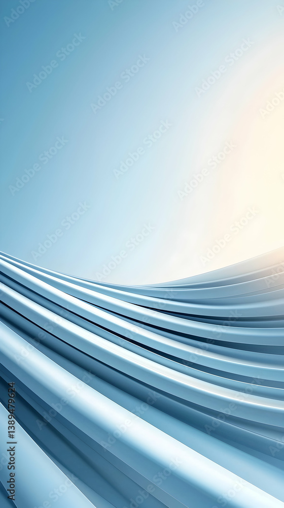 Poster abstract blue waves background with smooth lines and light gradient