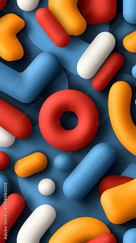 Poster abstract colorful 3d shapes pattern background