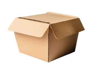 Unboxing excitement cardboard box with cutout background ideal for creative projects home office and events