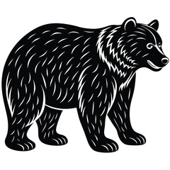 Wild bear vector illustration, a silhouette of a big mammal