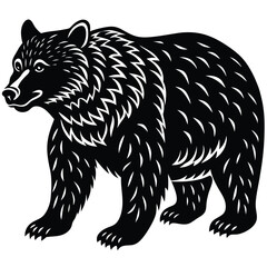 Wild bear vector illustration, a silhouette of a big mammal