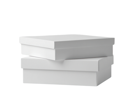 Dynamic cardboard box display studio setting cutout background minimalist environment overhead view conceptual design