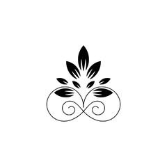 Elegant Black Floral Ornament on White Background