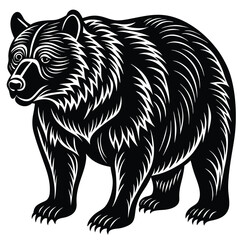 Wild bear vector illustration, a silhouette of a big mammal