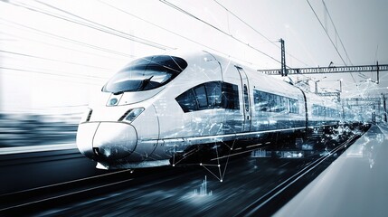 Fototapeta premium High-Speed Bullet Train in Dynamic Double Exposure Effect