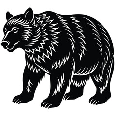 Wild bear vector illustration, a silhouette of a big mammal