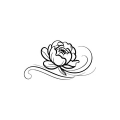 Minimalist Black Floral Line Art, Elegant Decorative Element