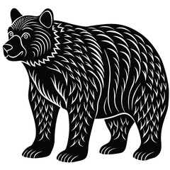 Wild bear vector illustration, a silhouette of a big mammal