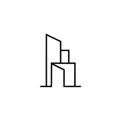 Minimalist Architectural Line Art Icon on White Background