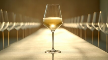 Elegant Wine Glass Filled with Sparkling Drink Ready for Celebration