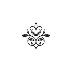 Minimalist Floral Emblem on White: Elegant Line Art