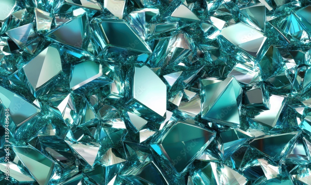 Aufkleber teal crystal shards background texture; abstract design